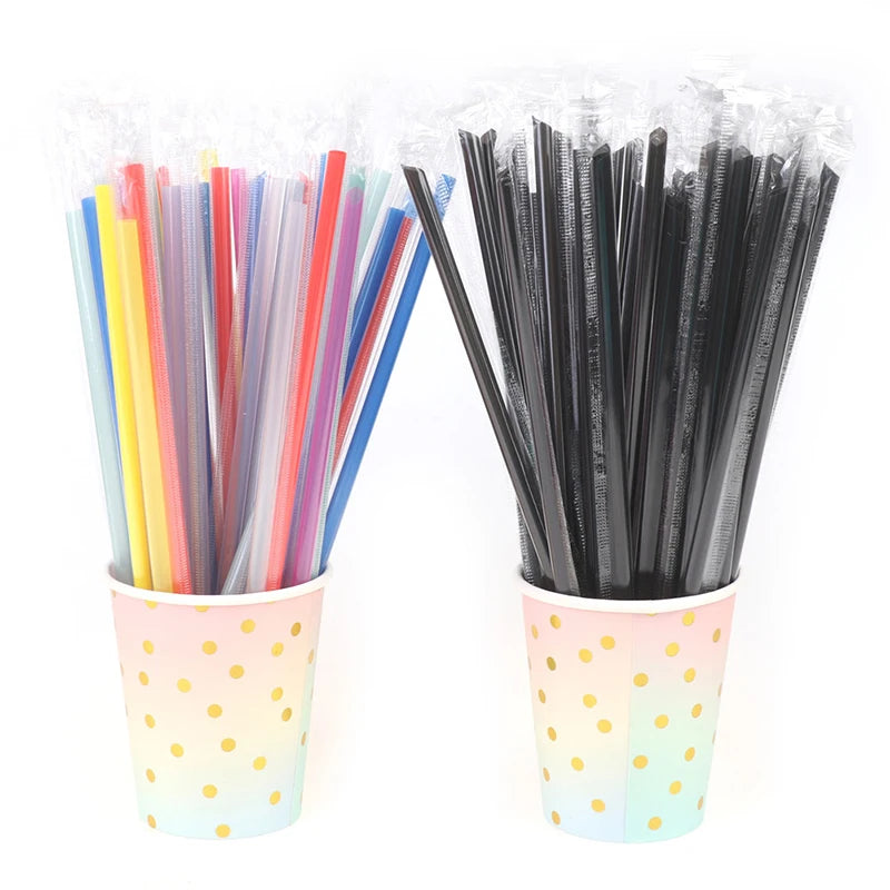 100pcs Clear Disposable PP Straws