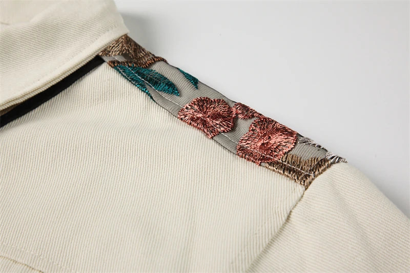 Trendy Women’s Oversized Jean Jacket with Lace Patchwork