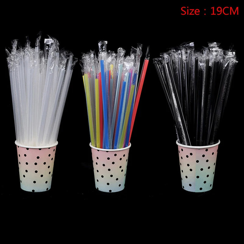 100pcs Clear Disposable PP Straws
