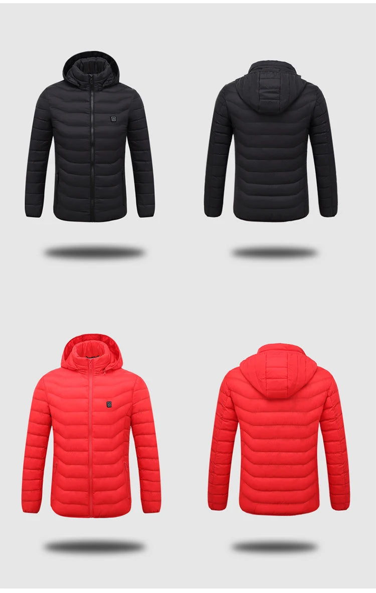 Men Heated Hooded Winter Parka