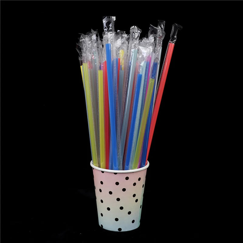 100pcs Clear Disposable PP Straws