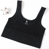 RibSculpt™ seamless ribbed camisole in black for women, wireless and fitness-ready, made with nylon and spandex.