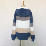 Warm Plush Patchwork Hooded Winter Coat