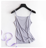 Lightweight lavender HalterSilk™ U-neck cami, perfect for summer wear, displayed on a hanger with satin ribbon.