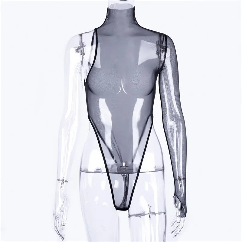 Sexy Black Mesh Bodysuit – See-Through Thong