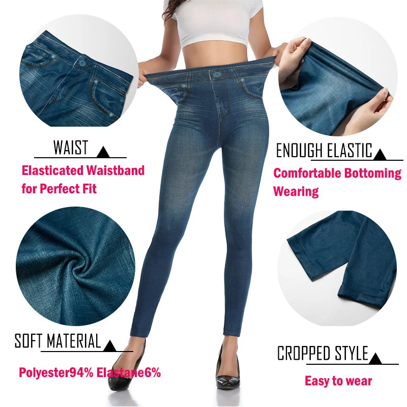 Women Printed Denim Leggings