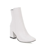 Women Side Zipper Mid-Heel Ankle Boots – Winter Casual Shoes