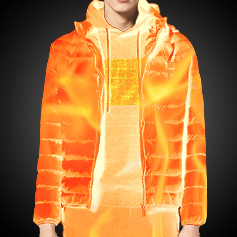 Men Heated Hooded Winter Parka