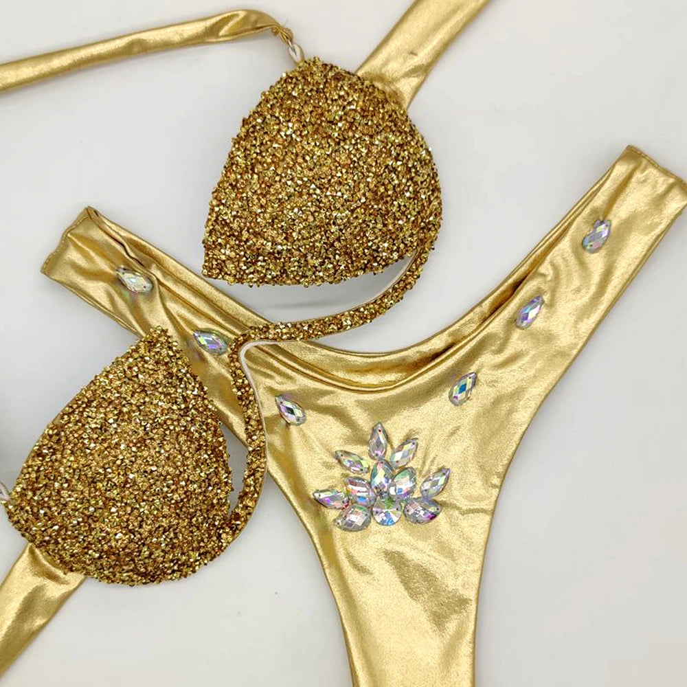 Women Rhinestone Bikini Set