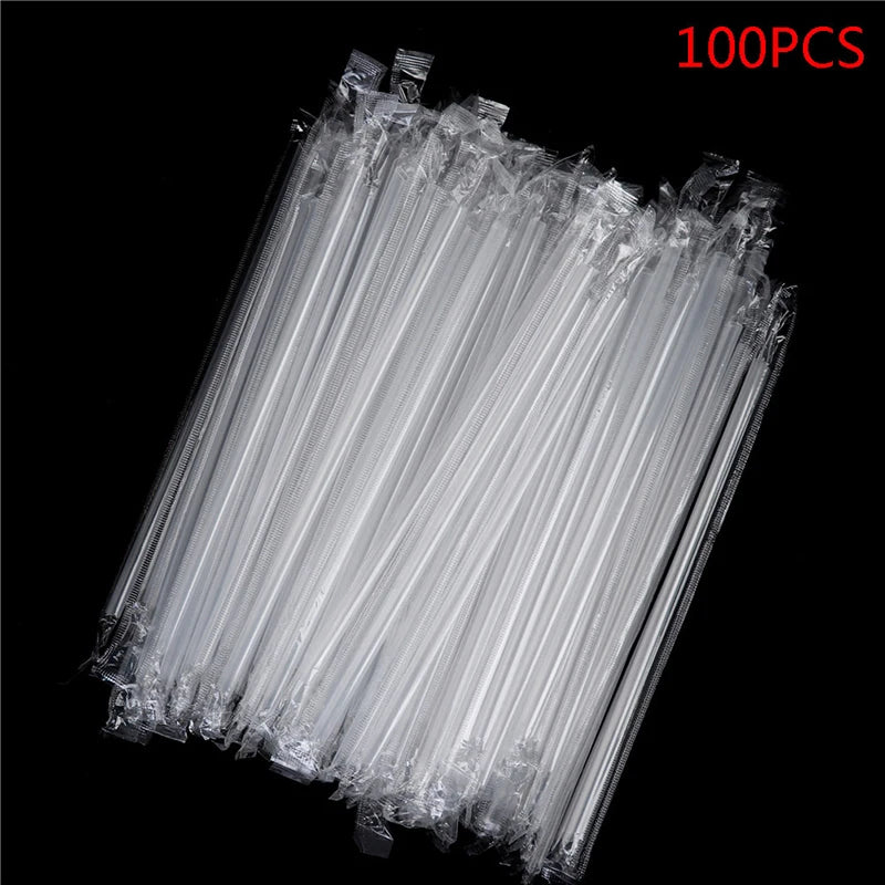 100pcs Clear Disposable PP Straws