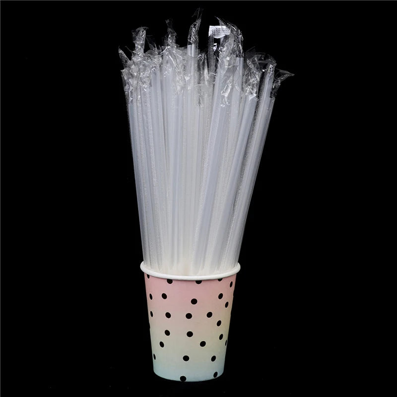 100pcs Clear Disposable PP Straws