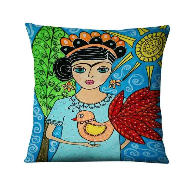 Mexican Girl Painting Pillow