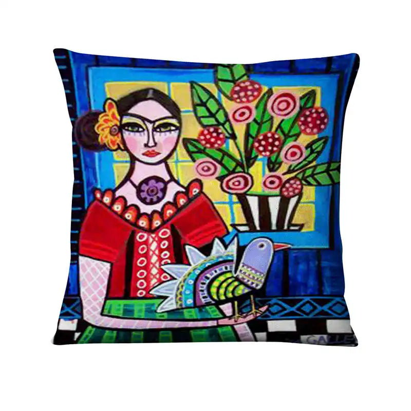 Mexican Girl Painting Pillow