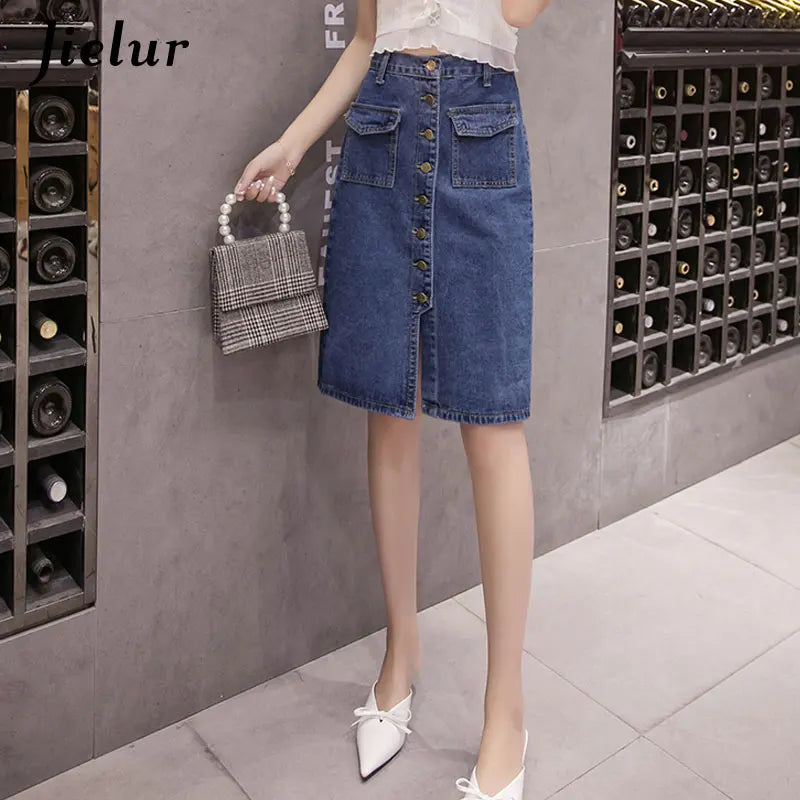 KstyleClassic™ – High Waist Pocket Skirt (S-5XL, Button Design)