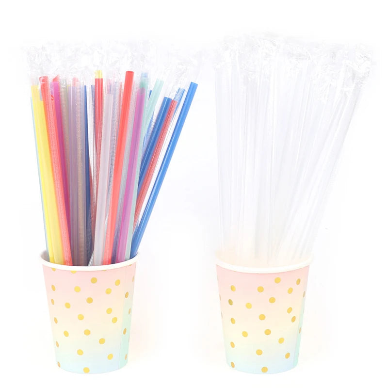 100pcs Clear Disposable PP Straws