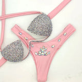 Women Rhinestone Bikini Set