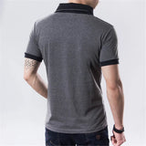 Men's Plus Size Patchwork V Neck T-Shirt – Black