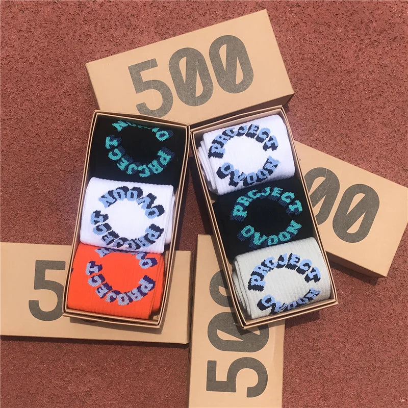 Men 3D Letter Socks 3 Pairs/Box
