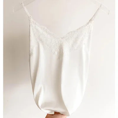 Women Lace Silk V-Neck Tank