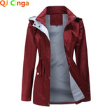 Purple Hooded Waterproof Women's Jacket – Spring Office Outerwear