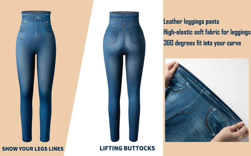 Women Printed Denim Leggings