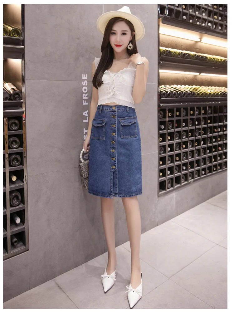 KstyleClassic™ – High Waist Pocket Skirt (S-5XL, Button Design)