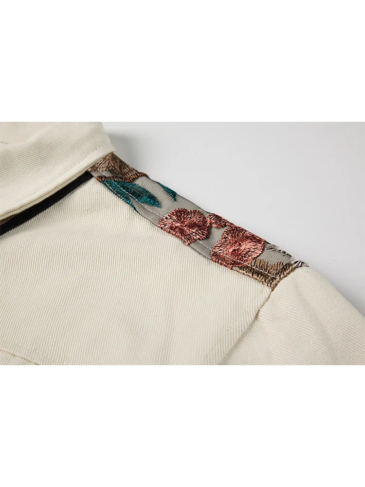 Trendy Women’s Oversized Jean Jacket with Lace Patchwork
