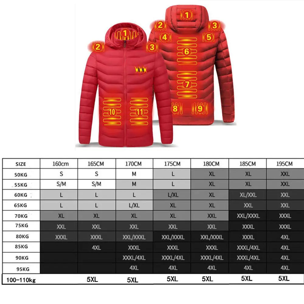 Men Heated Hooded Winter Parka