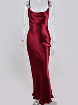 Midnight Satin Lace-Up Gown