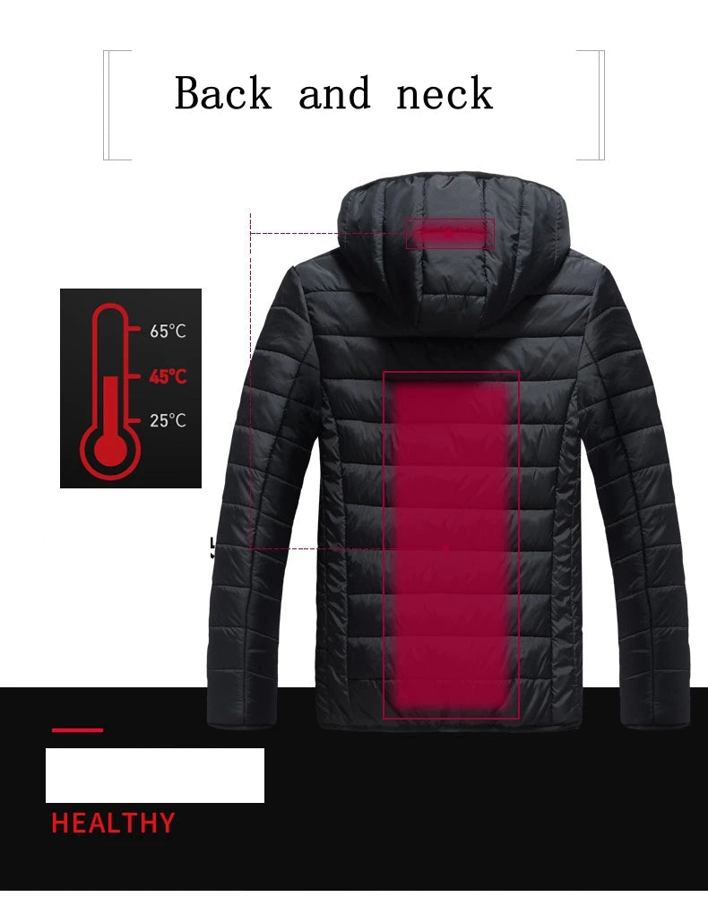 Men Heated Hooded Winter Parka