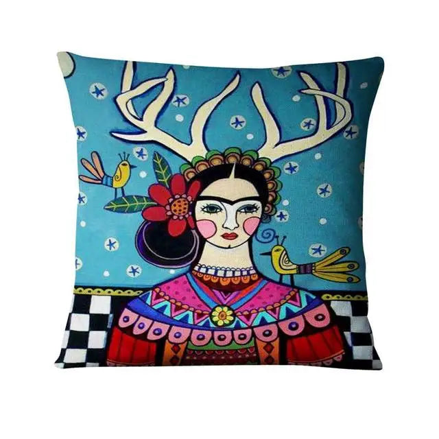Mexican Girl Painting Pillow