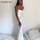 Midnight Satin Lace-Up Gown
