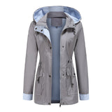 Purple Hooded Waterproof Women's Jacket – Spring Office Outerwear