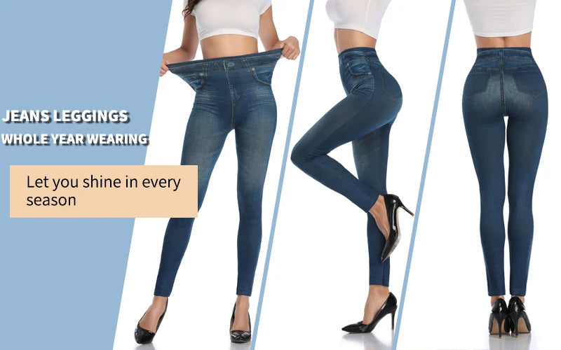 Women Printed Denim Leggings