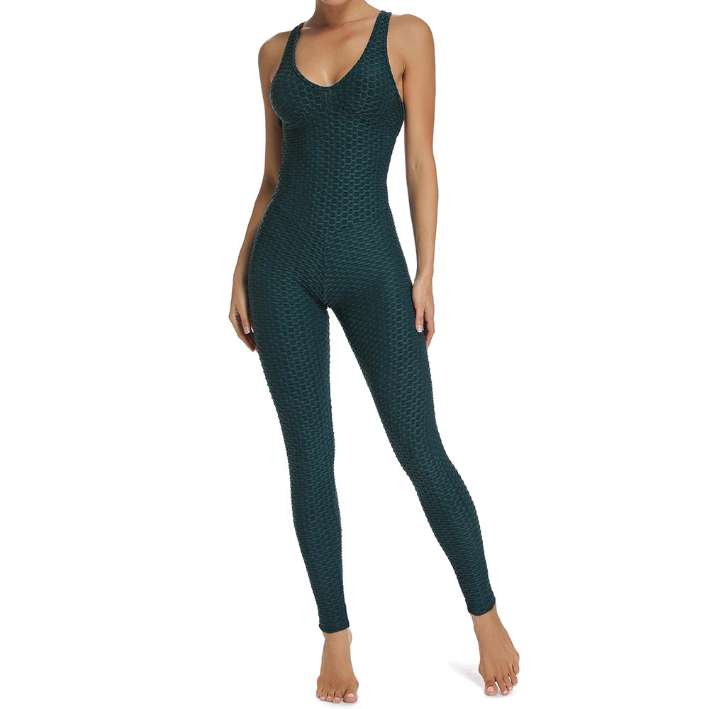 GymHalo™ – Backless Halter Skinny Jumpsuit (Fitness-Focused, Breathable & Bold)