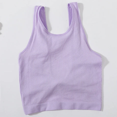 DeepVibe™ seamless ribbed crop top in lilac, perfect for streetwear and casual outfits.
