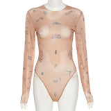 Women Slim Print Party Bodysuit