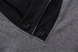 Men's Plus Size Patchwork V Neck T-Shirt – Black