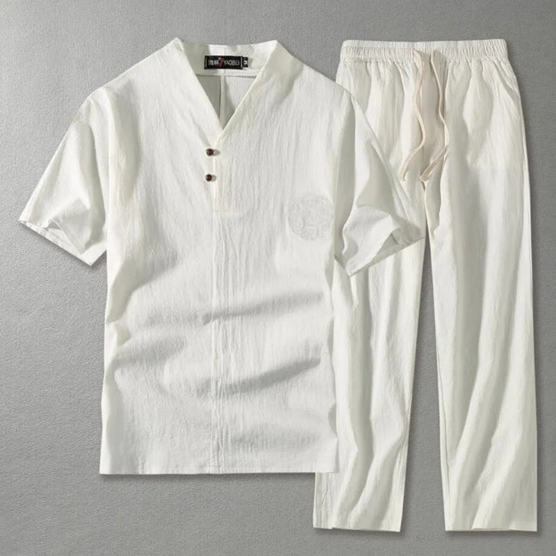 Men's Plus Size Linen Tracksuit Set