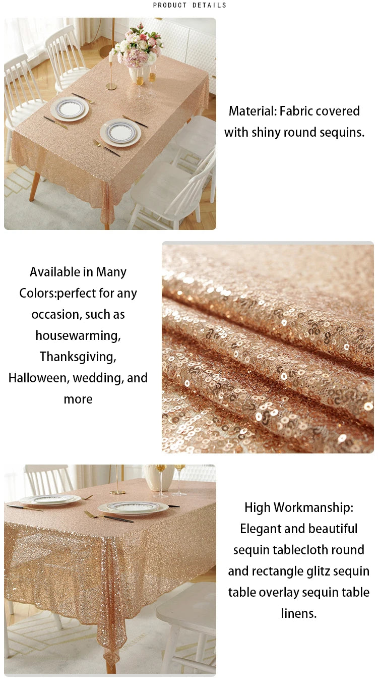 Sequin Rose Gold Tablecloth