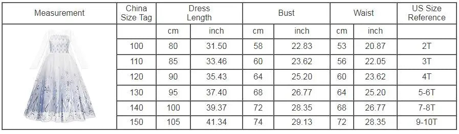 Girls Snow Queen Princess Costume