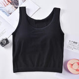 KnitMuse™ black padded camisole, women’s lingerie style top, soft summer vest for comfort and style.