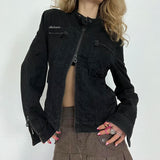 Rockmore Women’s Double Zipper Denim Jacket