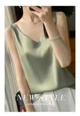 Ice Silk Satin V‑Neck Camisole Crop Top
