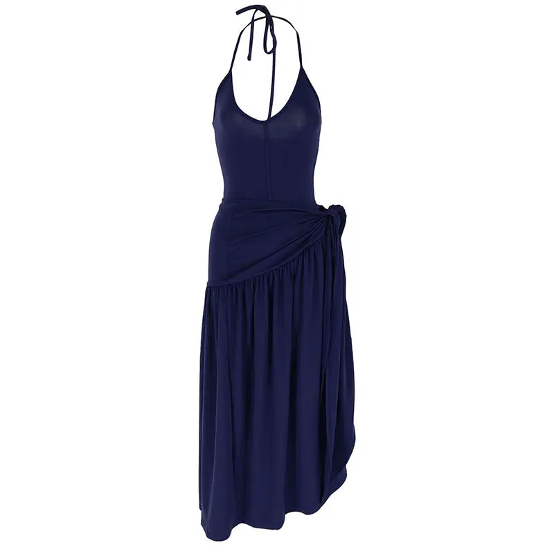 Women's 2-Piece Bodysuit and Skirt Set – Sexy Summer Knitted Party Outfit