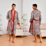 Men’s Leopard Satin Bathrobe Set