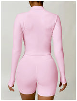 Women's Zip Long Sleeve Yoga Jacket – Gym Push-Up Sportswear Top