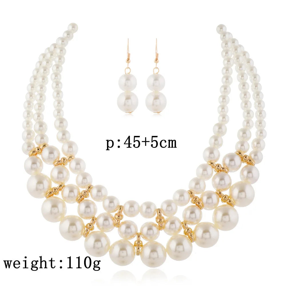 Women’s Pearl Layered Bridal Jewelry Set