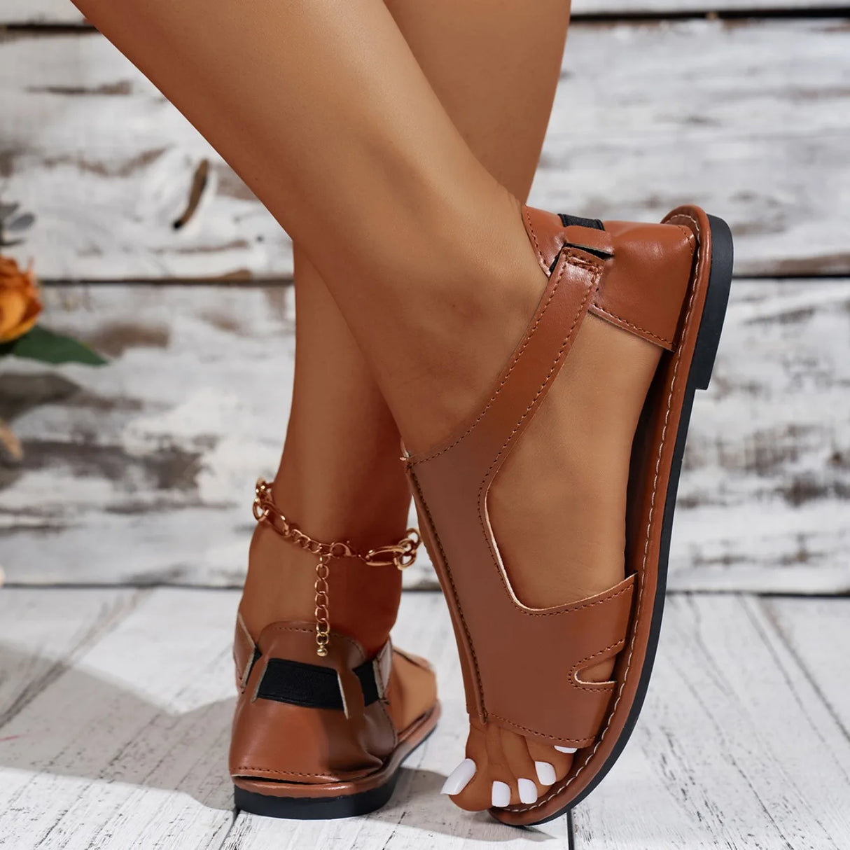 Women Shallow Summer Flat Sandals Comfortable