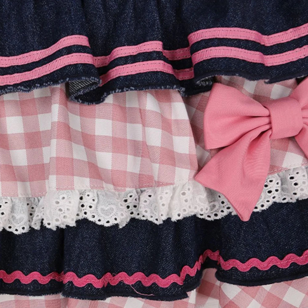 LolitaBall™ – Lace Skater Skirt (Sweet Harajuku Kawaii Denim Skirt)